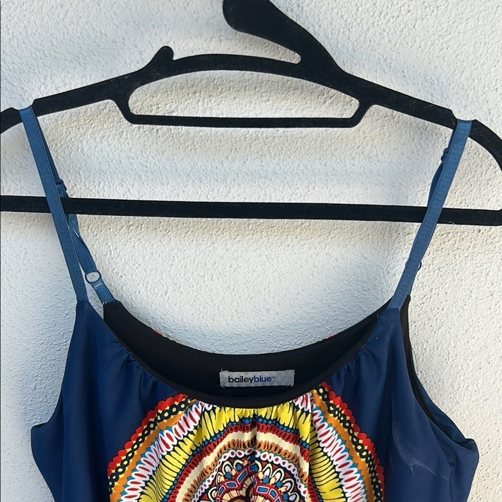 Bailey Blue Navy, Orange, and Yellow Maxi Sundress Size M - Picture 5 of 7